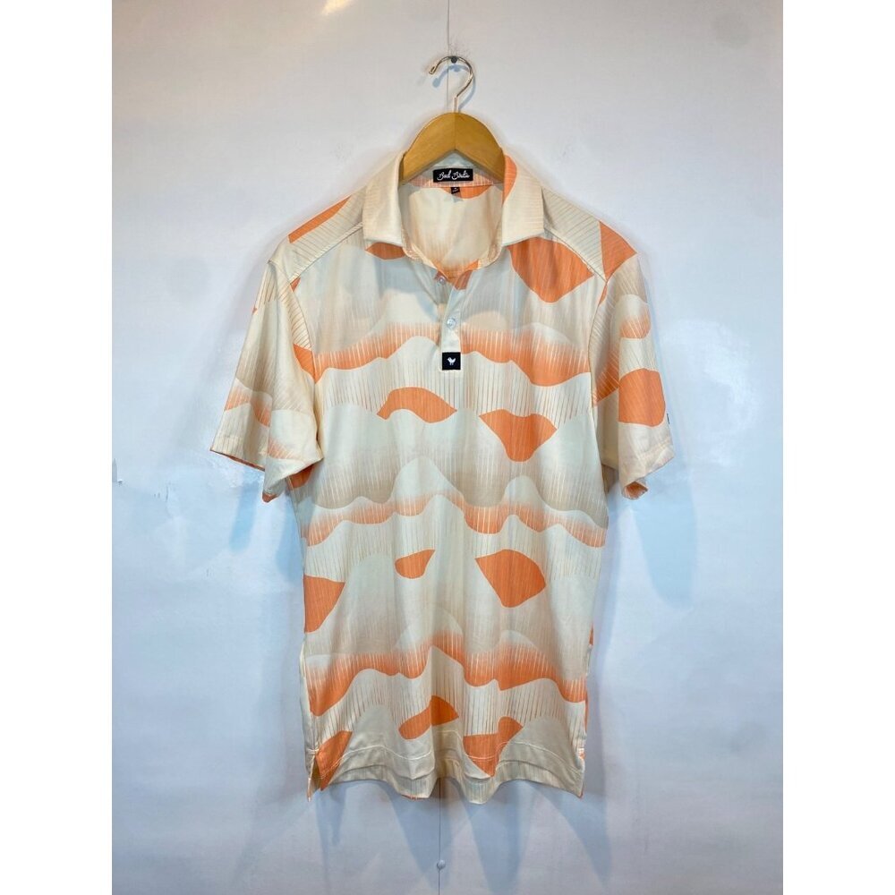 Bad Birdie Golden Hour Golf Polo Shirt Men's Medium Orange Tan Performance